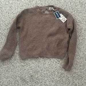 Never worn brown knit sweater with open holes in back- Marshalls